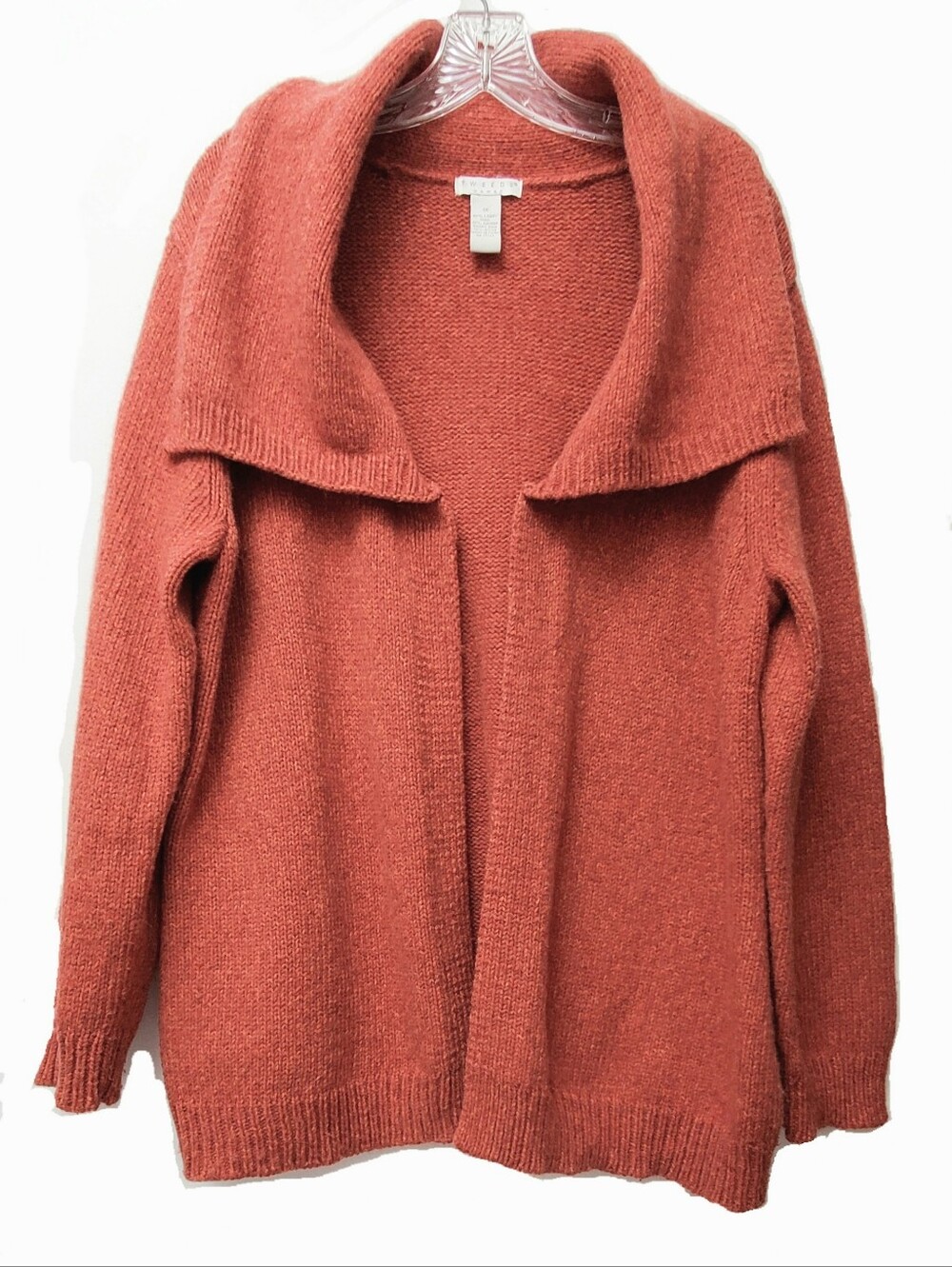 Tweeds Orange Rust Lambswool Angora Blend Open Cardigan Size 1X